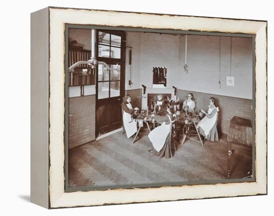 Girls Knitting Socks by Machine at the Elm Lodge School for Blind Girls, London, 1908-null-Framed Premier Image Canvas