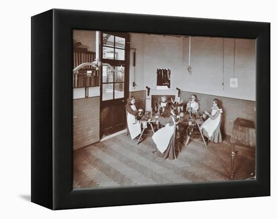 Girls Knitting Socks by Machine at the Elm Lodge School for Blind Girls, London, 1908-null-Framed Premier Image Canvas