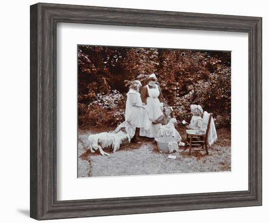 Girls Learning Infant Care, Birley House Open Air School, Forest Hill, London, 1908-null-Framed Photographic Print