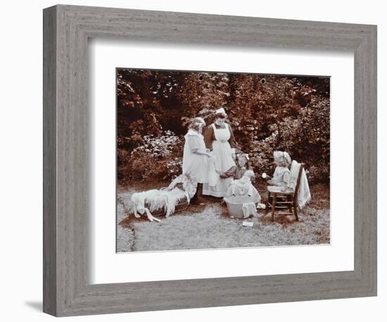 Girls Learning Infant Care, Birley House Open Air School, Forest Hill, London, 1908-null-Framed Photographic Print