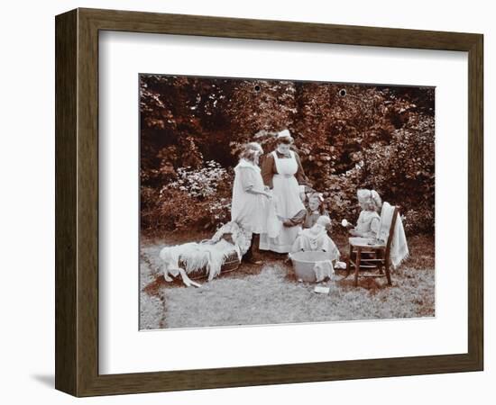 Girls Learning Infant Care, Birley House Open Air School, Forest Hill, London, 1908-null-Framed Photographic Print