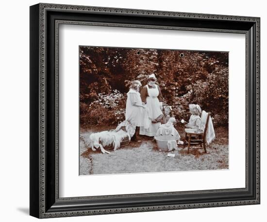 Girls Learning Infant Care, Birley House Open Air School, Forest Hill, London, 1908-null-Framed Photographic Print