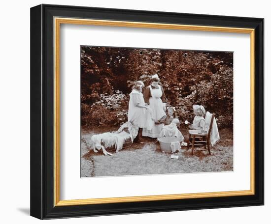 Girls Learning Infant Care, Birley House Open Air School, Forest Hill, London, 1908-null-Framed Photographic Print