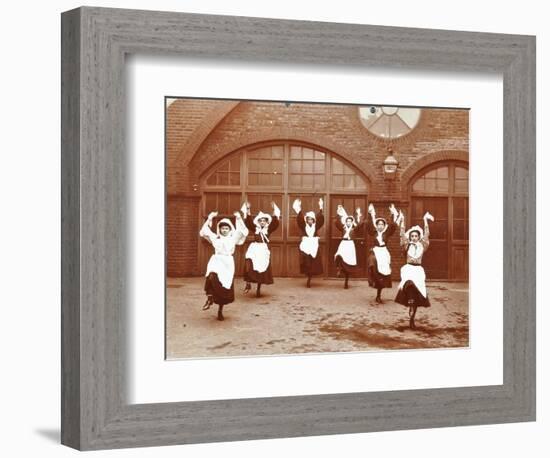Girls Morris Dancing in Playground, Thomas Street Girls School, Limehouse, Stepney, London, 1908-null-Framed Photographic Print