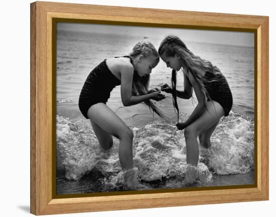 Girls of the Children's School of Modern Dancing, Playing at the Beach-Lisa Larsen-Framed Premier Image Canvas