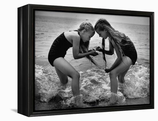 Girls of the Children's School of Modern Dancing, Playing at the Beach-Lisa Larsen-Framed Premier Image Canvas