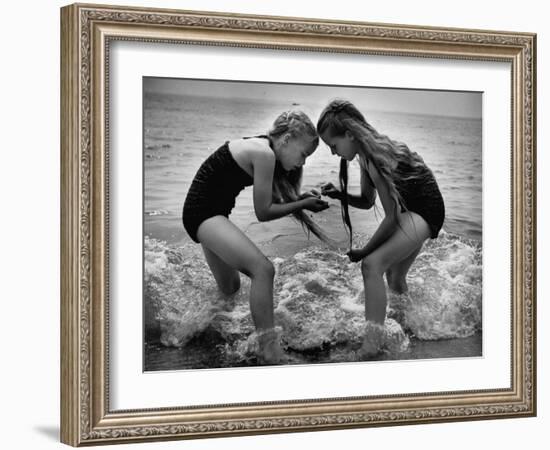 Girls of the Children's School of Modern Dancing, Playing at the Beach-Lisa Larsen-Framed Photographic Print