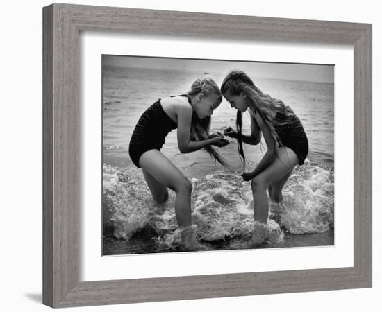 Girls of the Children's School of Modern Dancing, Playing at the Beach-Lisa Larsen-Framed Photographic Print