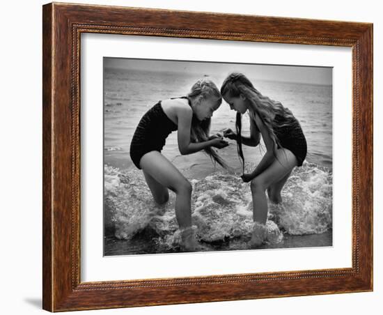 Girls of the Children's School of Modern Dancing, Playing at the Beach-Lisa Larsen-Framed Photographic Print