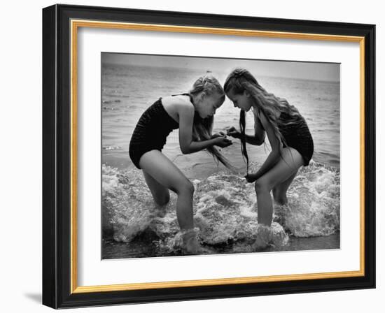 Girls of the Children's School of Modern Dancing, Playing at the Beach-Lisa Larsen-Framed Photographic Print