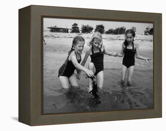 Girls of the Children's School of Modern Dancing, Playing at the Beach-Lisa Larsen-Framed Premier Image Canvas