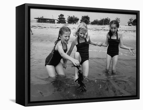 Girls of the Children's School of Modern Dancing, Playing at the Beach-Lisa Larsen-Framed Premier Image Canvas