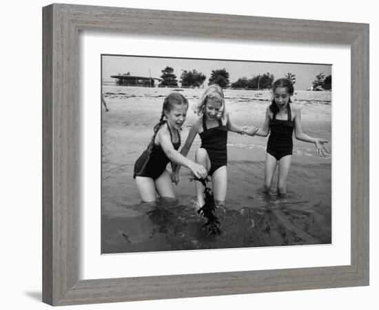 Girls of the Children's School of Modern Dancing, Playing at the Beach-Lisa Larsen-Framed Photographic Print