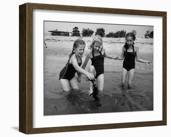 Girls of the Children's School of Modern Dancing, Playing at the Beach-Lisa Larsen-Framed Photographic Print