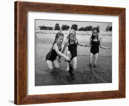 Girls of the Children's School of Modern Dancing, Playing at the Beach-Lisa Larsen-Framed Photographic Print