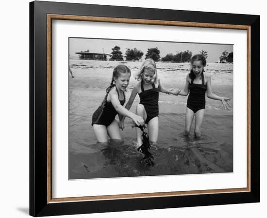 Girls of the Children's School of Modern Dancing, Playing at the Beach-Lisa Larsen-Framed Photographic Print