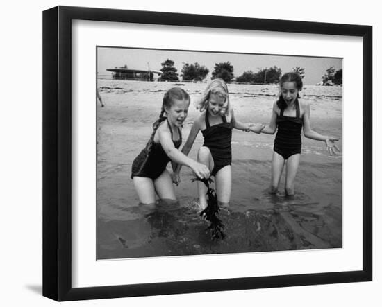 Girls of the Children's School of Modern Dancing, Playing at the Beach-Lisa Larsen-Framed Photographic Print