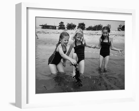 Girls of the Children's School of Modern Dancing, Playing at the Beach-Lisa Larsen-Framed Photographic Print