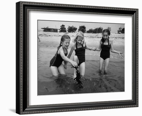 Girls of the Children's School of Modern Dancing, Playing at the Beach-Lisa Larsen-Framed Photographic Print