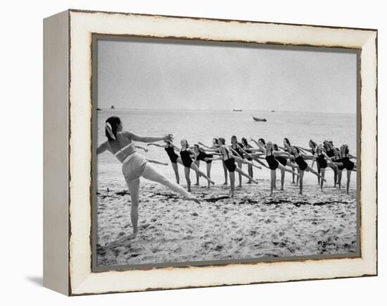 Girls of the Children's School of Modern Dancing, Rehearsing on the Beach-Lisa Larsen-Framed Premier Image Canvas