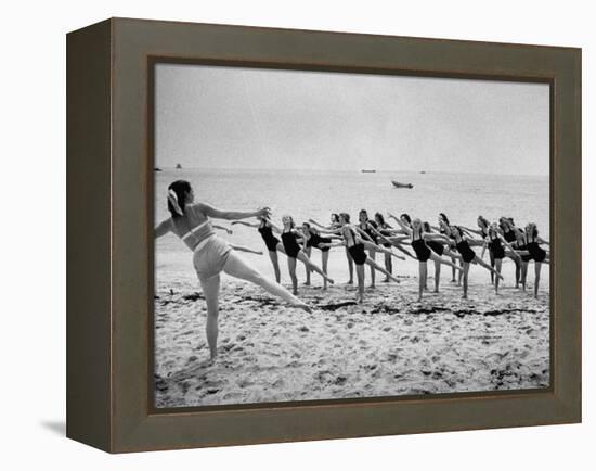 Girls of the Children's School of Modern Dancing, Rehearsing on the Beach-Lisa Larsen-Framed Premier Image Canvas