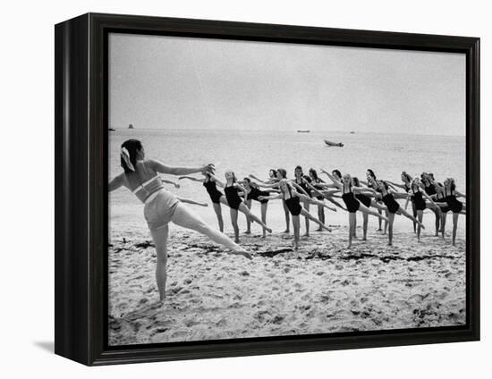 Girls of the Children's School of Modern Dancing, Rehearsing on the Beach-Lisa Larsen-Framed Premier Image Canvas