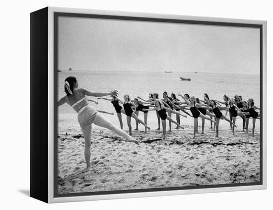 Girls of the Children's School of Modern Dancing, Rehearsing on the Beach-Lisa Larsen-Framed Premier Image Canvas