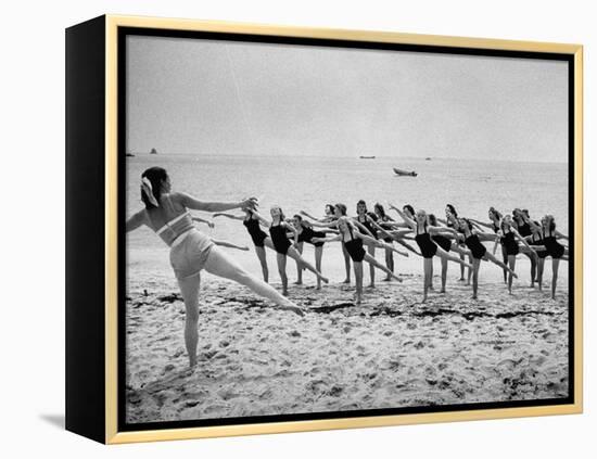 Girls of the Children's School of Modern Dancing, Rehearsing on the Beach-Lisa Larsen-Framed Premier Image Canvas