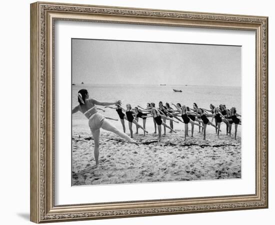 Girls of the Children's School of Modern Dancing, Rehearsing on the Beach-Lisa Larsen-Framed Photographic Print