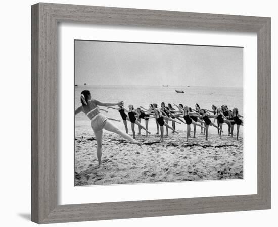 Girls of the Children's School of Modern Dancing, Rehearsing on the Beach-Lisa Larsen-Framed Photographic Print