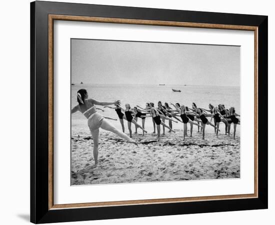 Girls of the Children's School of Modern Dancing, Rehearsing on the Beach-Lisa Larsen-Framed Photographic Print