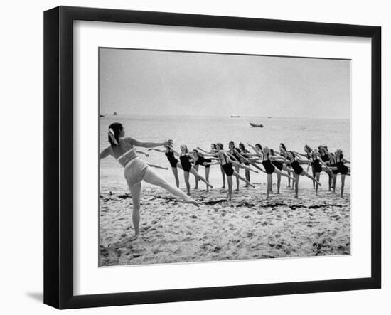 Girls of the Children's School of Modern Dancing, Rehearsing on the Beach-Lisa Larsen-Framed Photographic Print