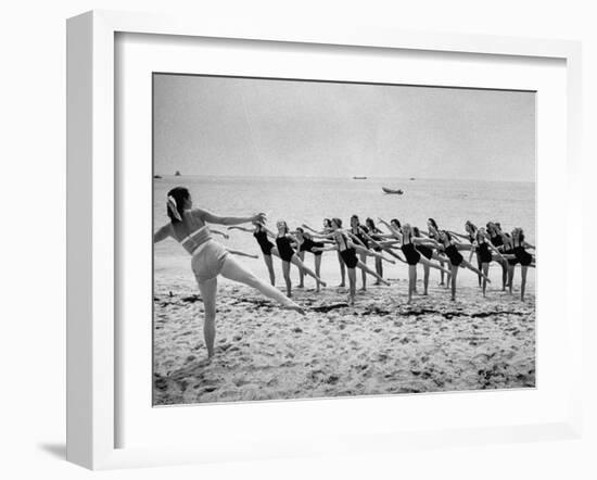 Girls of the Children's School of Modern Dancing, Rehearsing on the Beach-Lisa Larsen-Framed Photographic Print