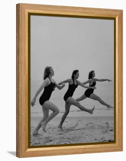 Girls of the Children's School of Modern Dancing, Rehearsing on the Beach-Lisa Larsen-Framed Premier Image Canvas