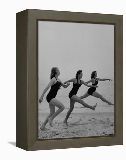 Girls of the Children's School of Modern Dancing, Rehearsing on the Beach-Lisa Larsen-Framed Premier Image Canvas