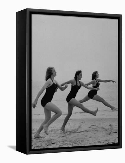 Girls of the Children's School of Modern Dancing, Rehearsing on the Beach-Lisa Larsen-Framed Premier Image Canvas