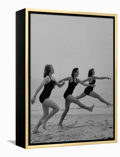 Girls of the Children's School of Modern Dancing, Rehearsing on the Beach-Lisa Larsen-Framed Premier Image Canvas