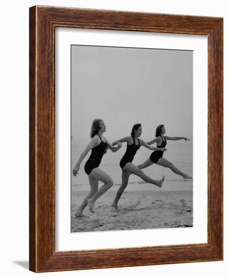 Girls of the Children's School of Modern Dancing, Rehearsing on the Beach-Lisa Larsen-Framed Photographic Print