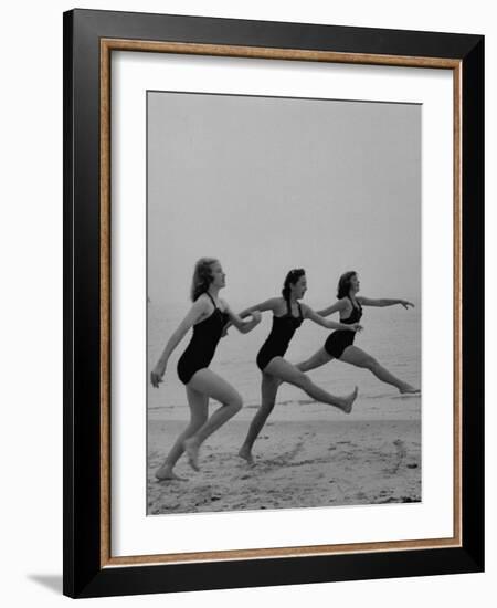 Girls of the Children's School of Modern Dancing, Rehearsing on the Beach-Lisa Larsen-Framed Photographic Print