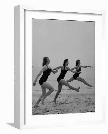 Girls of the Children's School of Modern Dancing, Rehearsing on the Beach-Lisa Larsen-Framed Photographic Print