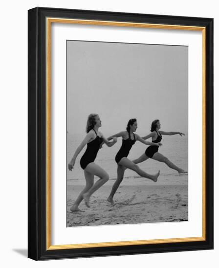 Girls of the Children's School of Modern Dancing, Rehearsing on the Beach-Lisa Larsen-Framed Photographic Print