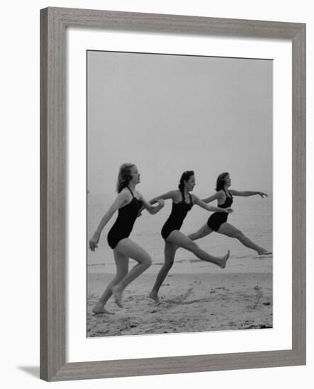 Girls of the Children's School of Modern Dancing, Rehearsing on the Beach-Lisa Larsen-Framed Photographic Print