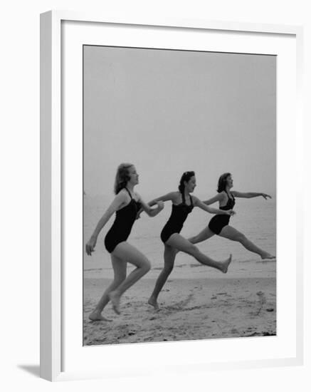 Girls of the Children's School of Modern Dancing, Rehearsing on the Beach-Lisa Larsen-Framed Photographic Print