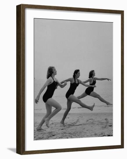 Girls of the Children's School of Modern Dancing, Rehearsing on the Beach-Lisa Larsen-Framed Photographic Print