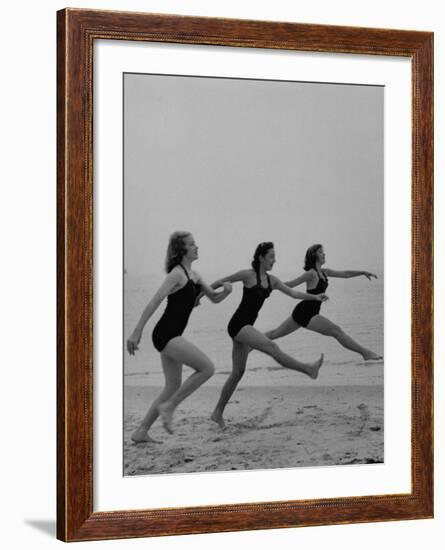 Girls of the Children's School of Modern Dancing, Rehearsing on the Beach-Lisa Larsen-Framed Photographic Print