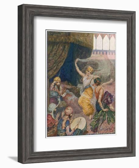 Girls of the Harem Dance to Entertain their Maharajah-null-Framed Art Print