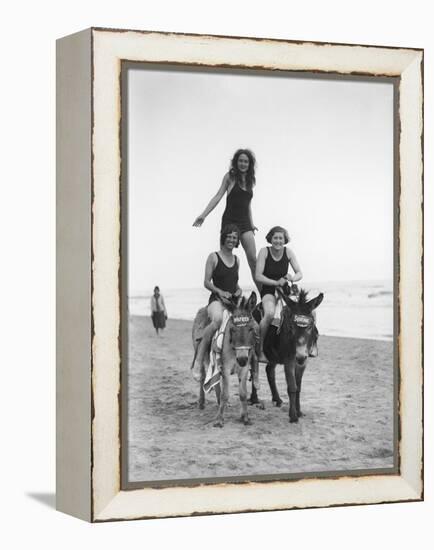 Girls on Donkeys 1920S-null-Framed Premier Image Canvas