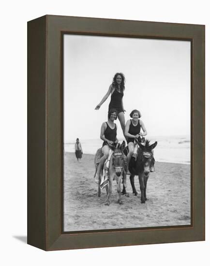 Girls on Donkeys 1920S-null-Framed Premier Image Canvas