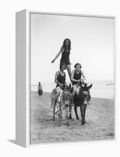 Girls on Donkeys 1920S-null-Framed Premier Image Canvas