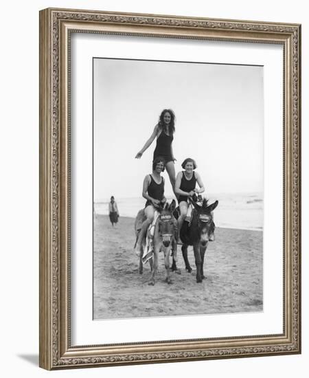 Girls on Donkeys 1920S-null-Framed Photographic Print